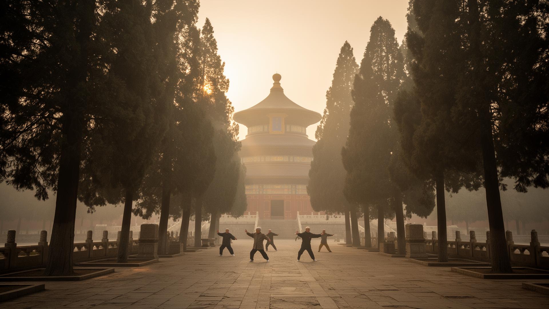 Tai Chi at sunrise at the Temple of Heaven, Beijing